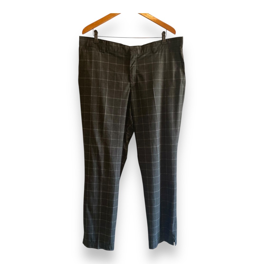 Nike Golf Tour Performance Dri-FIT Grey Windowpane Plaid Pants Mens 38x32